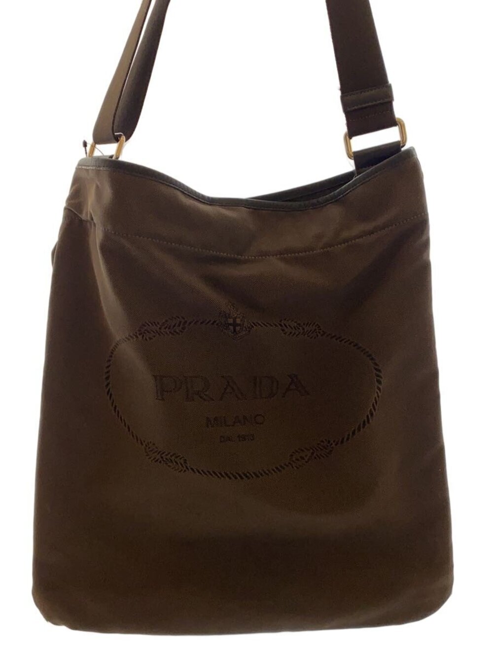Prada Jacquard Shoulder Bag Brown